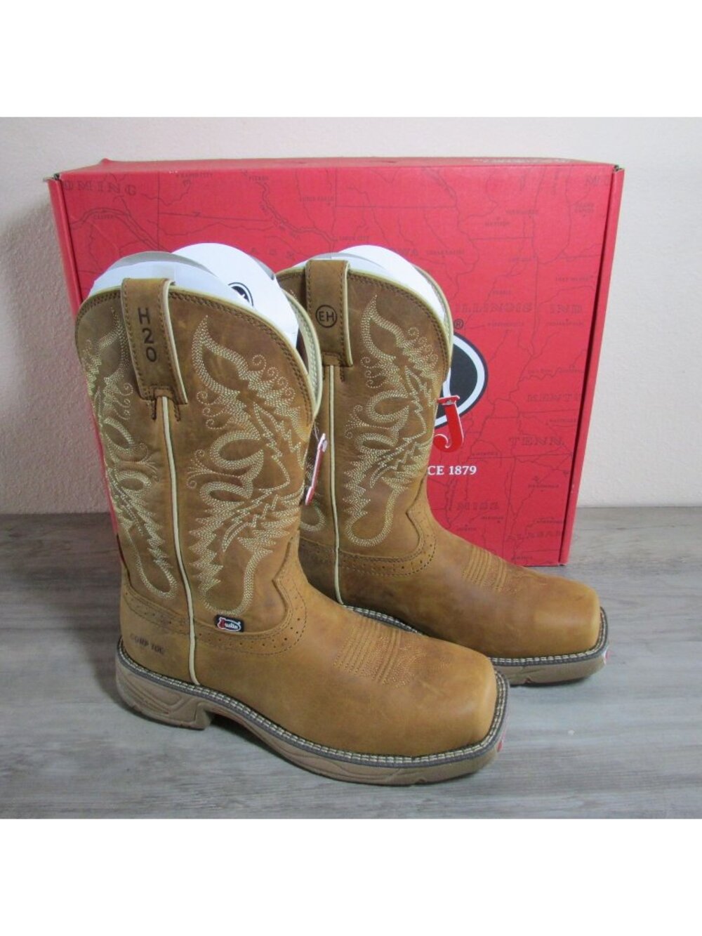 Justin Women's Rush 11" Waterproof Square Nano Composite Toe Boot Rustic Tan Wat